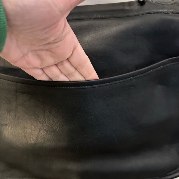 Y2K VINTAGE LEVINGER Full Grain leather black unisex messenger office career bag - Picture 9 of 16